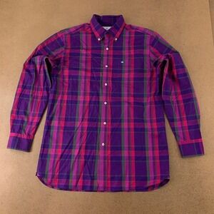 Southern Tide Men's Size Medium Classic Fit Purple Pink Plaid Button Down Shirt